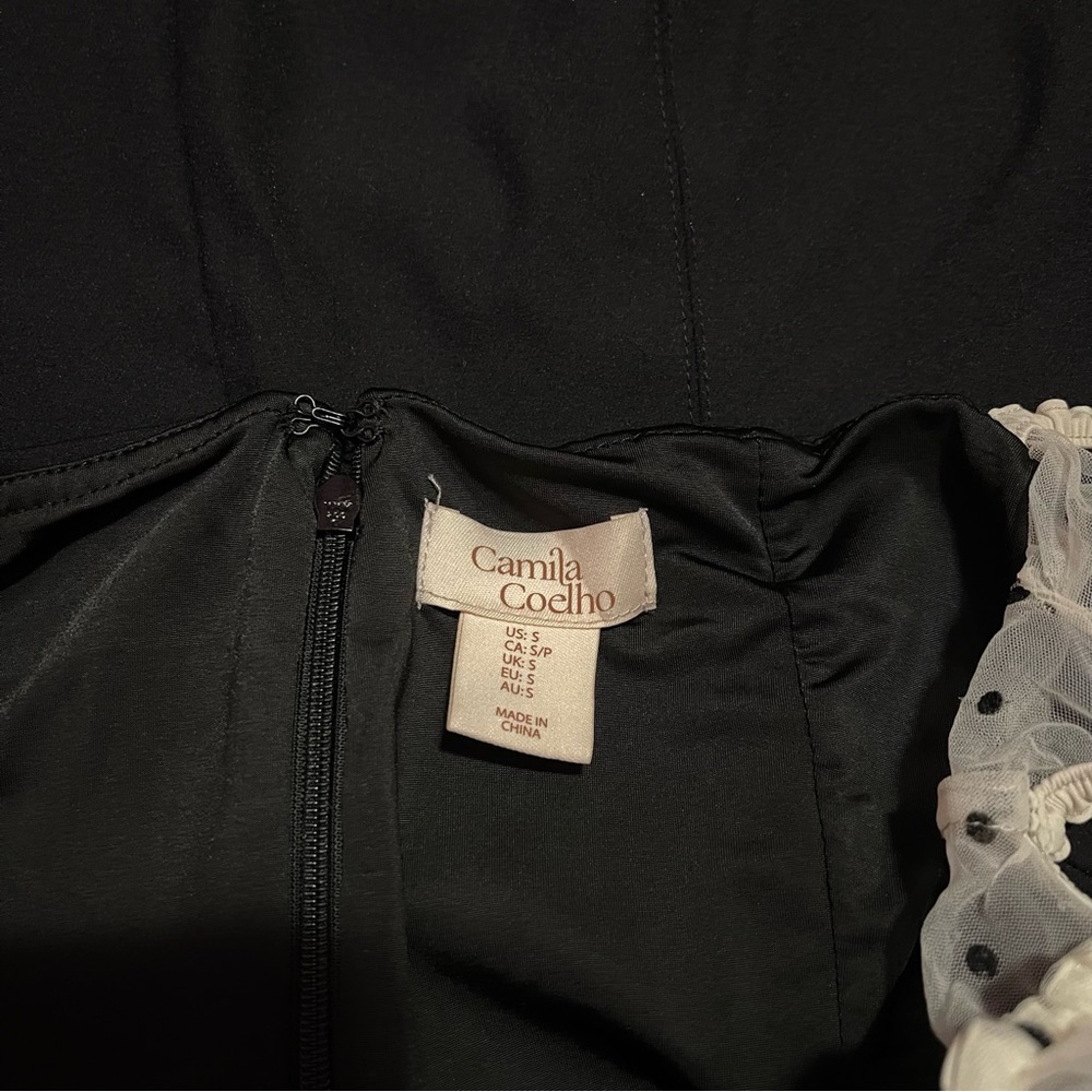 Camila Coelho Heirloom Tulle Puff Sleeve‎ Mini Dress Small Black Flocked Dot - Picture 11 of 12